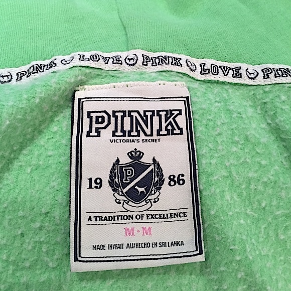 ‼️SOLD‼️ VICTORIAS SECRET PINK Vintage Green Zip Up Hoodie Jacket - Picture 3 of 7